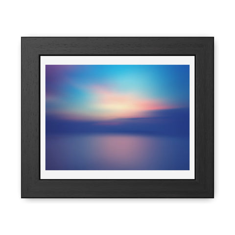 Ariel Sunset - Calming Framed Poster - Abstract Blue and Pink Wall Art for Home Decor