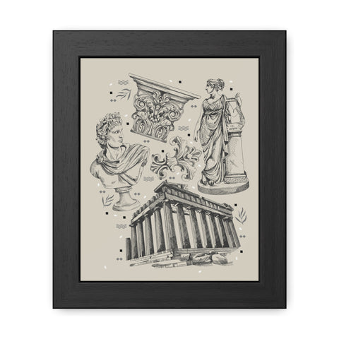 Greeked Out 4 - Classic Greek Framed Poster - Vintage Art Decor for Home and Office