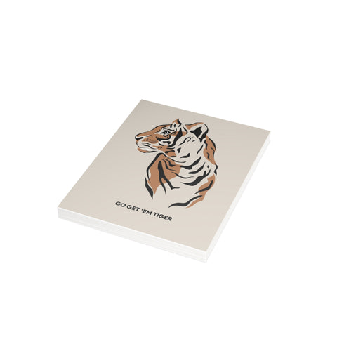 "Go Get 'Em Tiger" Motivational Greeting Card - Friendship / Best Friends Greeting Card - Illustrated, Funny, Snarky, Modern