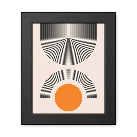 Brenda 2 - Modern Geometric Framed Poster - Minimalist Wall Art with Orange Circle