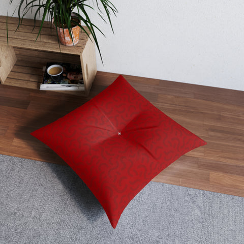 Out of Whack (Red) - Tufted Floor Pillow, Square