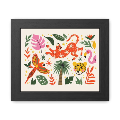 In the wild 1 - Tropical Wildlife Framed Poster - Colorful Jungle Art for Home Decor
