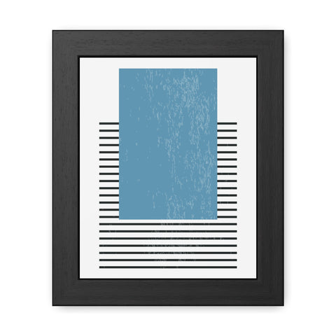 Ink Stamp 2 - Modern Minimalist Framed Poster - Blue Abstract Design for Home Decor