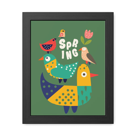 Childrana 3 - Colorful Spring Birds Framed Poster - Vibrant Wall Art for Home Decor