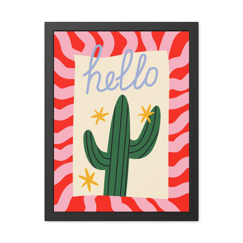 Hello Cactus Framed Poster – Colorful Wall Art for Home Decor