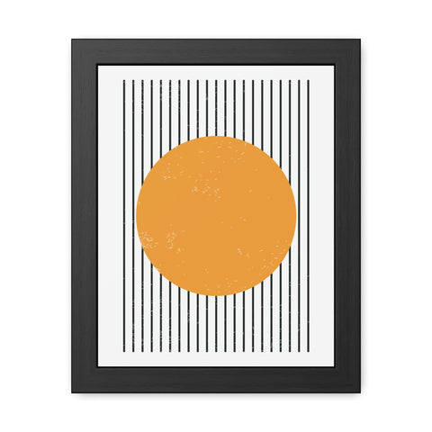 Ink Stamp 1 - Modern Geometric Framed Poster - Minimalist Art with Yellow Circle