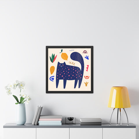Cat Lounger 3 - Whimsical Cat Framed Poster - Playful Art for Cat Lovers