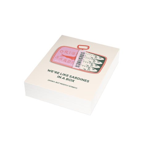 Funny Friendship “We’re Like Sardines in a Box - shiny but mostly stinky” Greeting Card — Friendship / Best Friends Greeting Card - Illustrated, Funny, Snarky, Modern