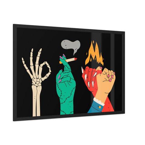 Hands Up - Bold Graphic Framed Posters - Edgy Art for Home Decor