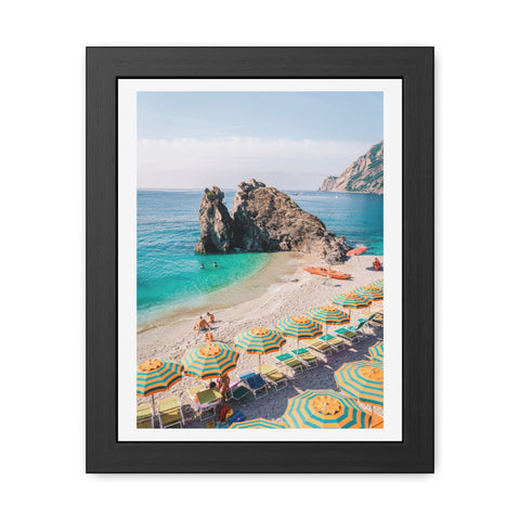 Coastal Beach Umbrellas - Framed Poster Art - Bright Summer Vibes