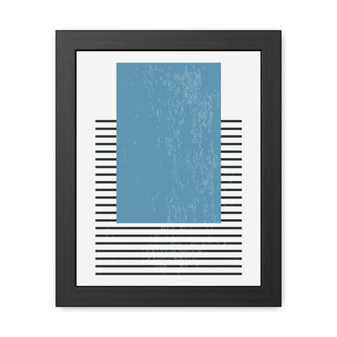 Ink Stamp 2 - Modern Minimalist Framed Poster - Blue Abstract Design for Home Decor