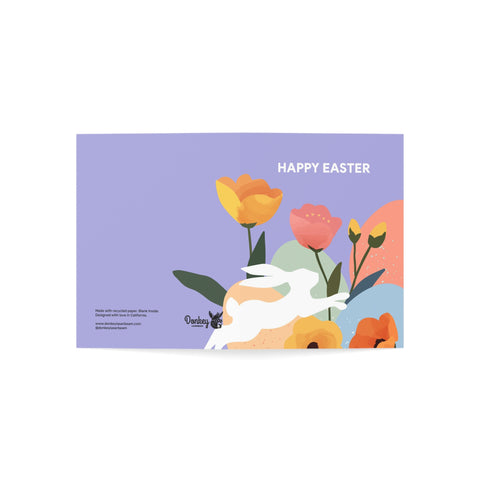 Happy Easter Floral Bunny Greeting Card - Easter / Holiday Greeting Card - Illustrated, Modern