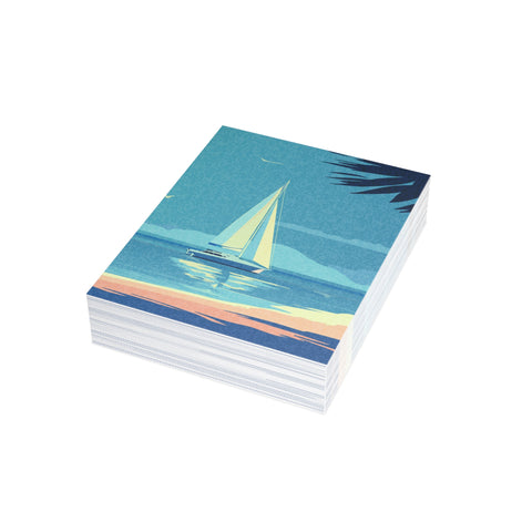Sailboat Beach Greeting Cards — Abstract / Sympathy / Thinking of you / Melancholy / Sad Greeting Card - Illustrated, moving