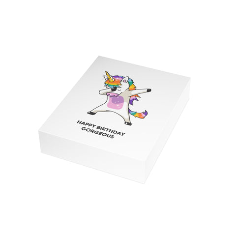 "Happy Birthday Gorgeous" Unicorn Greeting Card — Birthday Greeting Card - Illustrated, Funny, Snarky, Modern