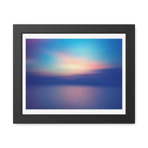 Ariel Sunset - Calming Framed Poster - Abstract Blue and Pink Wall Art for Home Decor