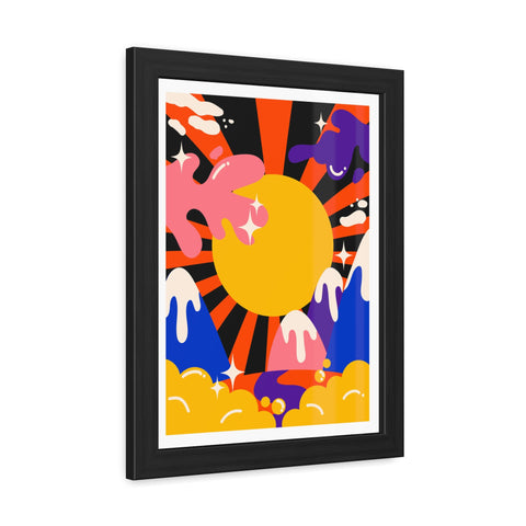 Grimland 3 - Vibrant Framed Poster - Retro Sunburst Art for Modern Decor