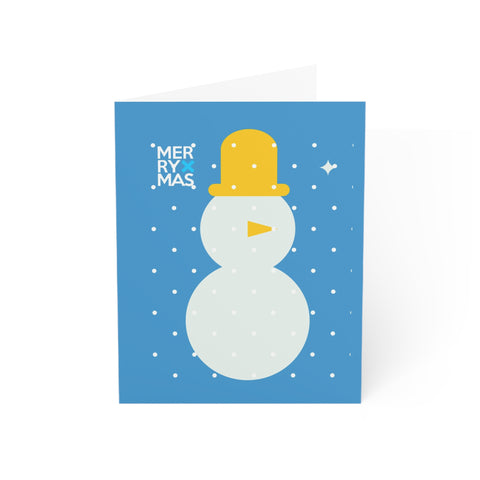 "Merry Xmas" Snowman Greeting Card — Christmas / Holiday Greeting Card - Illustrated, Modern