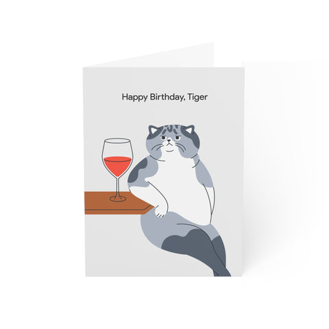 Happy Birthday Tiger (Nonchalant Cat) - Greeting Card