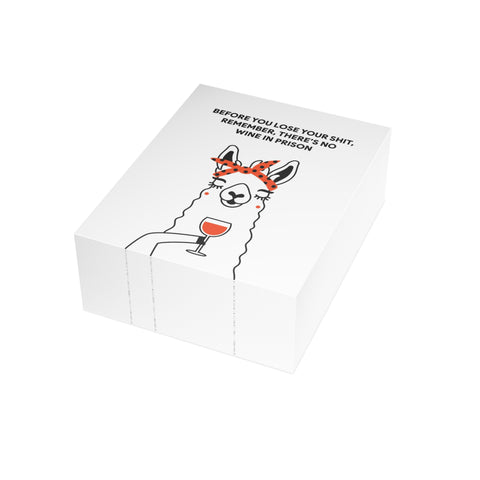 'Before you lose your shit, remember there's no wine in prison' Funny Llama Greeting  Card – Humorous Greeting Card - Illustrated, Funny, Snarky, Modern