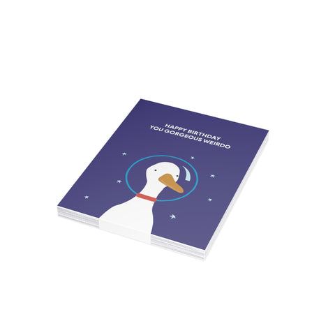 “Happy Birthday You Gorgeous Weirdo” Cute Duck Greeting Card — Birthday Greeting Card - Illustrated, Funny, Snarky, Modern