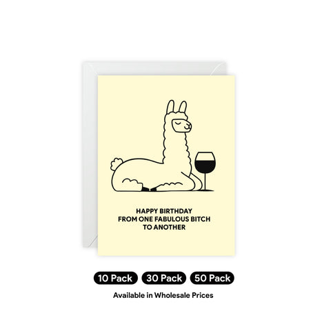 "Happy Birthday From One Fabulous Bitch to Another" Birthday Card – Birthday Greeting Card - Illustrated, Funny, Snarky, Modern