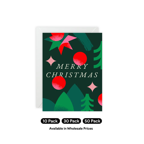 Merry Christmas Greeting Card — Christmas / Holiday Greeting Card - Illustrated, Beautiful, Modern