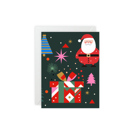 Festive Santa & Gifts Holiday Card – Christmas / Holiday Greeting Card - Illustrated, Funny, Snarky, Modern