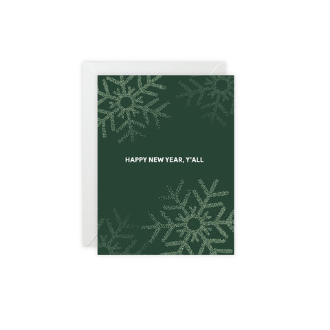 'Happy New Year, Y'all' Greeting Card —New Year / Holiday Greeting Card - Illustrated, Modern