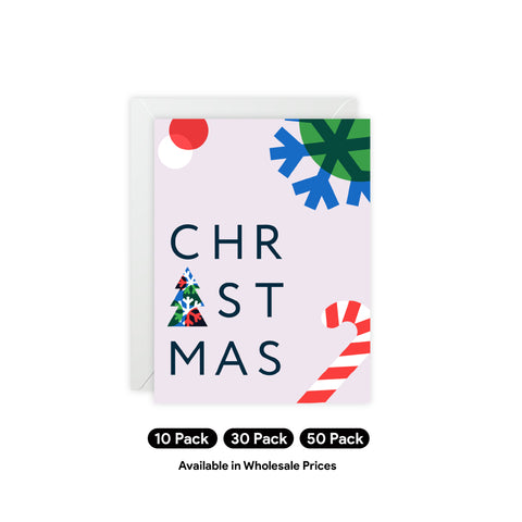 Candy Cane & Snowflake Holiday Greeting Card - Christmas / Holiday Greeting Card - Illustrated, Modern