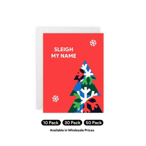 "Sleigh My Name" Christmas Greeting Card — Christmas / Holiday Greeting Card - Illustrated, Modern