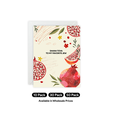 "Shana Tova to My Favorite Jew" Greeting Card — Rosh Hashanah / Holiday Greeting Card - Illustrated, Modern