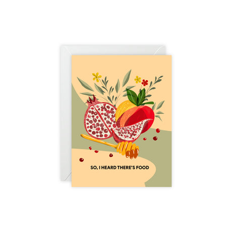 "So, I Heard There's Food" Greeting Card — Rosh Hashanah Greeting Card - Illustrated, Modern