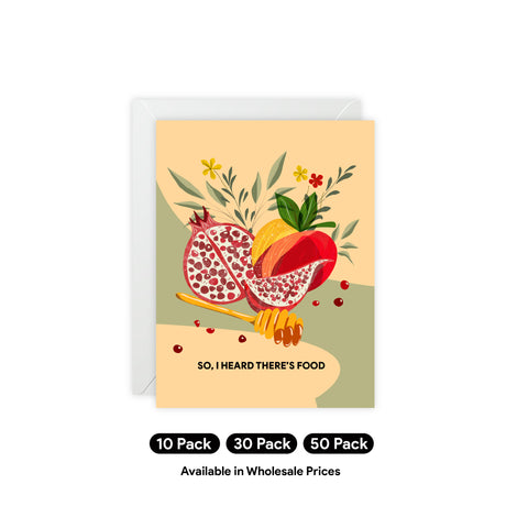 "So, I Heard There's Food" Greeting Card — Rosh Hashanah Greeting Card - Illustrated, Modern
