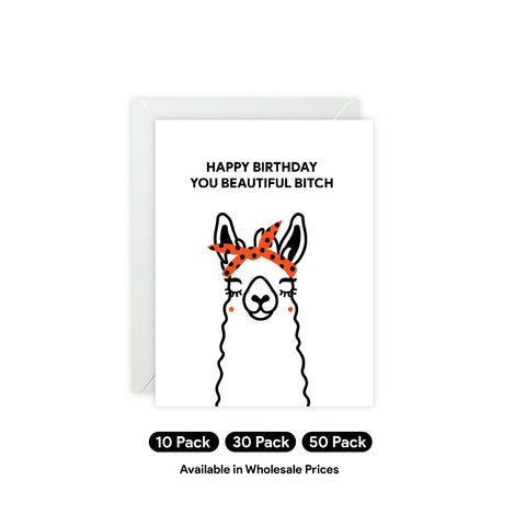 “Happy Birthday You Beautiful Bitch” Birthday Card – Birthday Greeting Card - Illustrated, Funny, Snarky, Modern