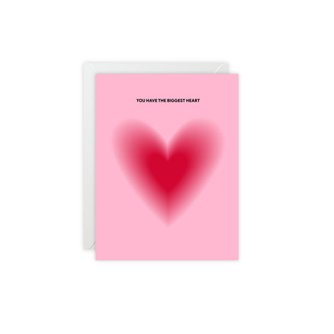 “You Have the Biggest Heart” Pink Heart Greeting Card — Thank You Greeting Card - Illustrated, Funny, Snarky, Modern