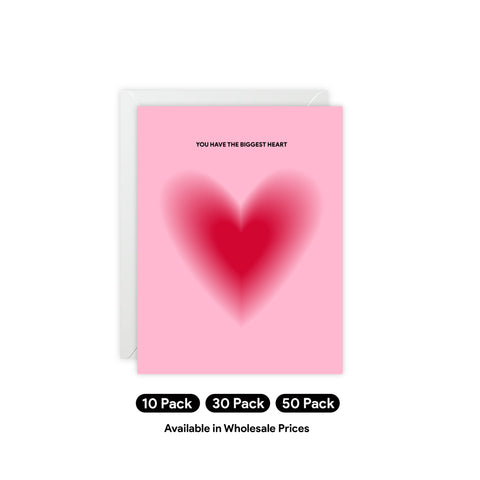 “You Have the Biggest Heart” Pink Heart Greeting Card — Thank You Greeting Card - Illustrated, Funny, Snarky, Modern