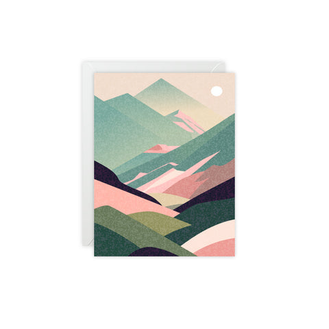 Scenic Pastel Mountains Greeting Cards — Abstract Greeting Card - Illustrated, Beautiful, any occasion