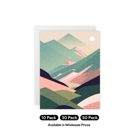 Scenic Pastel Mountains Greeting Cards — Abstract Greeting Card - Illustrated, Beautiful, any occasion