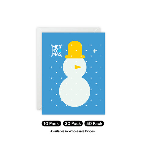 "Merry Xmas" Snowman Greeting Card — Christmas / Holiday Greeting Card - Illustrated, Modern
