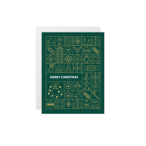 Green Christmas Greeting Card — Christmas / Holiday Greeting Card - Illustrated, Modern