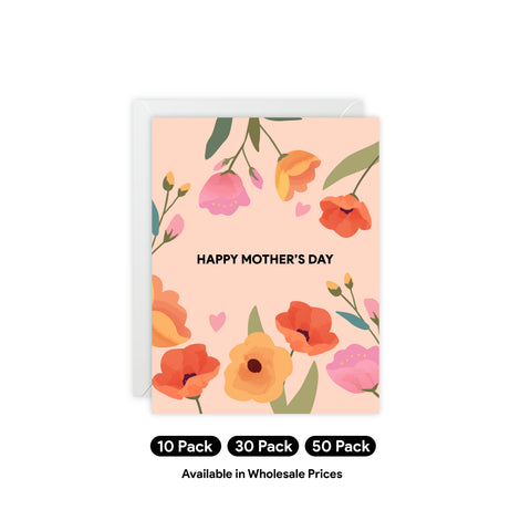 Happy Mother's Day Floral Greeting Card — Mother's Day / Holiday Greeting Card - Illustrated, Modern