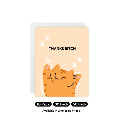 "Thanks Bitch" Greeting Card — Thank You Greeting Card - Illustrated, Funny, Snarky, Modern