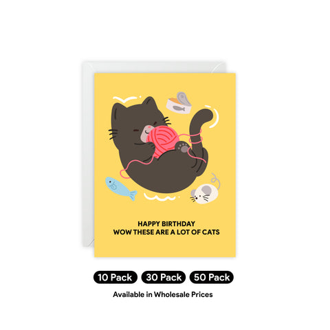 Happy Birthday Wow These ara a lot of cats — Birthday Greeting Card - Illustrated, Funny, Snarky, Modern