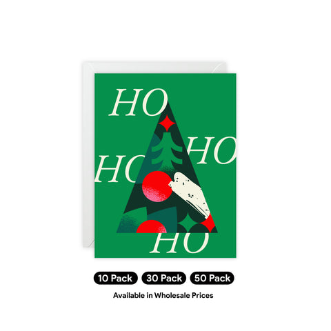 'HO HO HO HO' Christmas Tree Greeting Card — Christmas / Holiday Greeting Card - Illustrated, Funny, Snarky, Modern