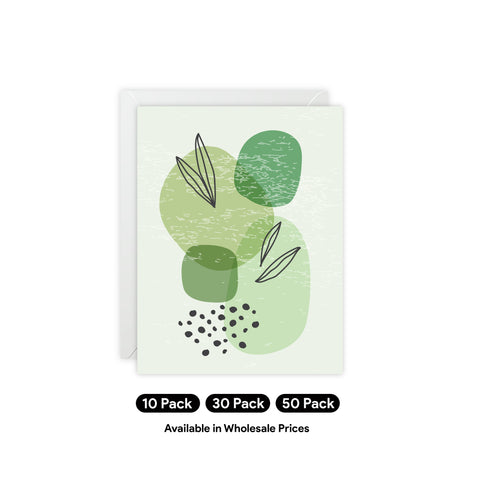 Green Botanical Greeting Card — Abstract Greeting Card - Illustrated, Beautiful, Modern