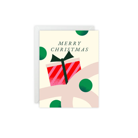 Merry Christmas Gift Box Greeting Card — Christmas / Holiday Greeting Card - Illustrated, Funny, Snarky, Modern