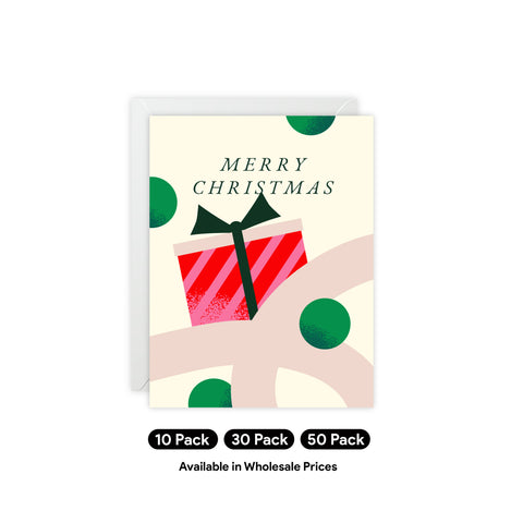 Merry Christmas Gift Box Greeting Card — Christmas / Holiday Greeting Card - Illustrated, Funny, Snarky, Modern