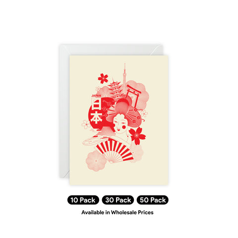 Japanese Geisha Greeting Card — Abstract / Japan Greeting Card - Illustrated, Beautiful, any occasion