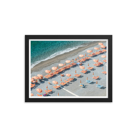 Beach and Umbrellas - Framed Print