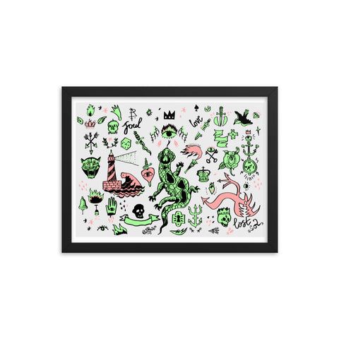 Lizards and Pirates - Framed Print